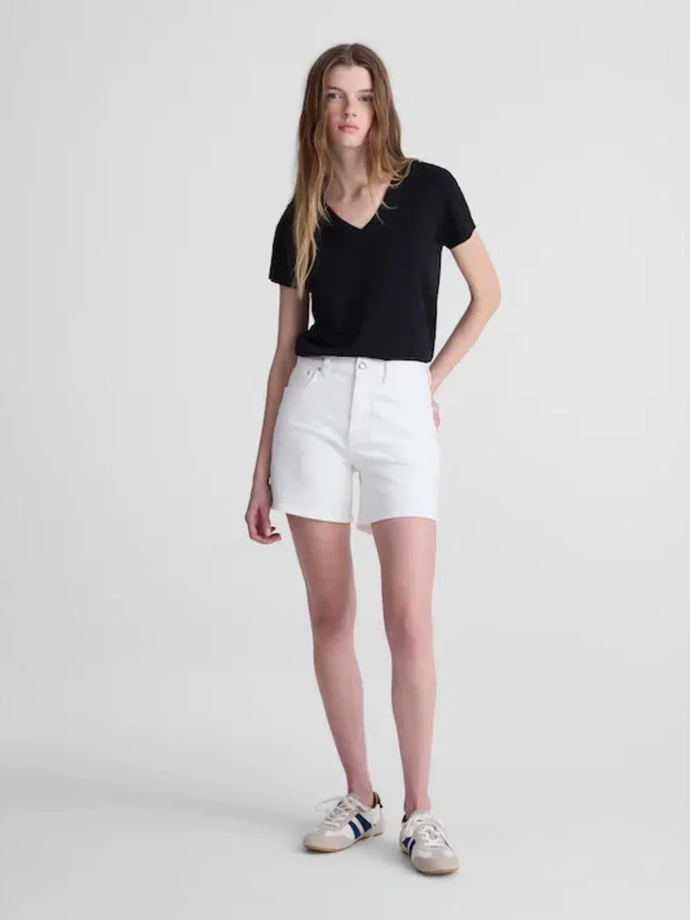 Madewell The Perfect Vintage Mid-Length Jean Short in Tile White Size 25